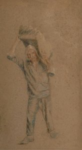 A Man With A Covered Head Carries A Bag Over His Left Shoulder — Eugenia Belín Sarmiento