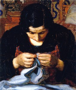 Woman Sewing, Paris — Joseph Kleitsch