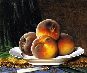 Peaches With White Plate — William Mason Brown