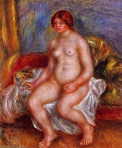 Obnažena Ženska Na Zelenih Blazinah — Renoir