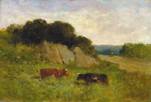 Untitled (landscape With Two Cows) — Edward Mitchell Bannister