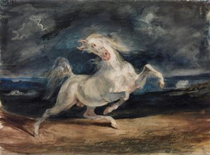 Cheval Effrayé Par L'éclair — Eugène Delacroix