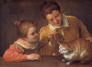 Due Bambini Che Tormentano Un Gatto — Annibale Carracci