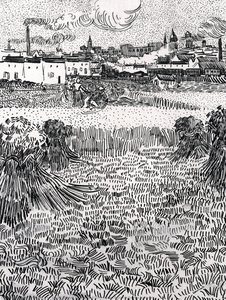 Campo Di Grano Con Spighe E Sfondo Arles — Vincent Willem Van Gogh