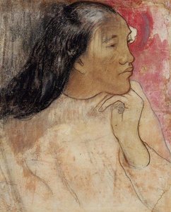A Tahitian Woman With A Flower In Her Hair — Eugène Henri Paul Gauguin