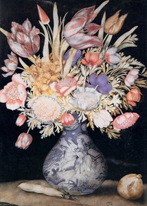 Chinese Vase With Flowers, A Fig, And A Bean — Giovanna Garzoni