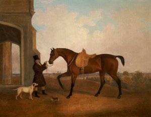 A Horse And Groom Outside A Porch — John Boultbee