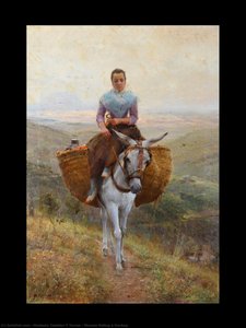 Women Riding A Donkey — Modesto Teixidor Y Torres