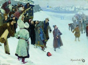 A Fistfight In Moscow — Boris Mikhailovich Kustodiev