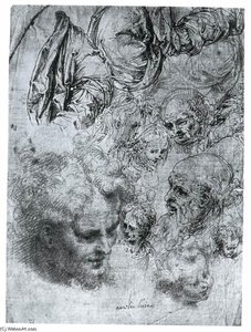 Sheet Of Studies Of Figures And Heads — Aurelio Luini