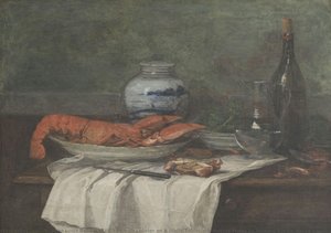 Still Life With Lobster On A White Tablecloth (nature Morte Au Homard Sur Un Nappe Blanche) — Евген Луи Будин