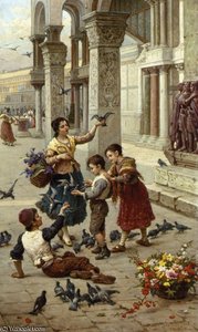 Feeding The Pigeons At Piazza St. Marco - Venice — Antonio Ermolao Paoletti