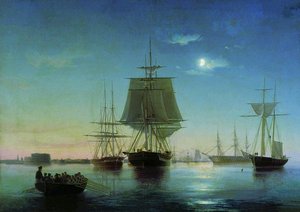 Kronstadt Harbour In The Evening — Alexej Bogoljubov