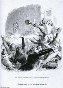 Frenzied Romans At The First Performance Of Hernani — Jean Jacques Grandville