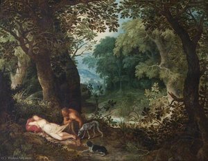A Nymph And Satyr — Abraham Govaerts