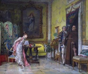 The Interrupted Reading — Vicente Palmaroli Y Gonzalez