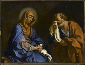 Saint Pierre Pleurant Devant La Vierge, Dit Aussi Les Larmes De Saint Pierre — Barbieri Gian Francesco (guercino Il)