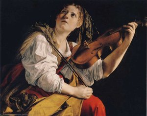 Young Woman Playing A Violin — Orazio Gentileschi