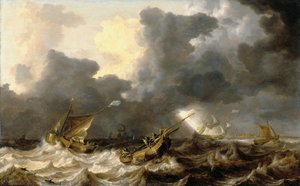 Sailing Boats In A Thunderstorm — Bonaventura I Peeters