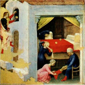 Polyptyque De Quaratesi : Saint Nicolas Et Trois Pauvres Jeunes Filles — Gentile Da Fabriano