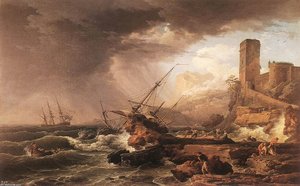 Storm With A Shipwreck — Claude-joseph Vernet