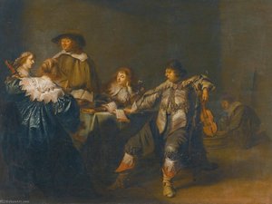 An Elegant Company Making Music In An Interior — Pieter Jacobsz Codde