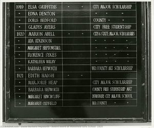 Award Board At Wakefield Girls School, 1920 — 바바라 헤퍼워스