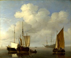Dutch Ships In A Calm — Willem Van De Velde Mladší