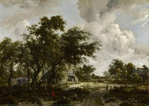 Cerkev Z Vodomelnico Med Drevesi — Meindert Lubbertszoon Hobbema