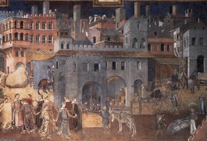 Effects Of Good Government On The City Life (detail) — Ambrogio Lorenzetti