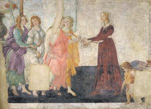 Venus Y Las Gracias Ofreciendo Regalos A Una Joven Niña — Sandro Botticelli