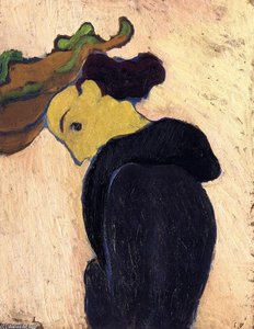 Frau Im Profil Mit Grünem Hut — Jean-édouard Vuillard