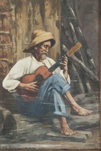Negro Com Chapéu Tocando Violão* — Adrien Henri Vital Van Emelen
