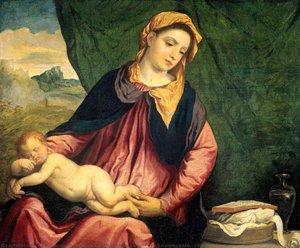Madonna With Sleeping Child, Paris Bordone, 1540 - 1560 — Paris Bordone