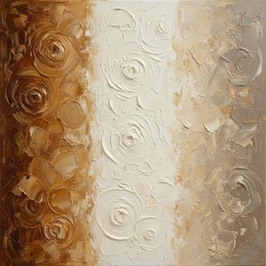 Triptich Eteric De Pământ Sculptat Și Viraja Luminoase Din Impasto Crem