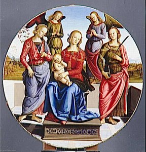 La Vierge Et L'enfant Entoures De Deux Anges.sainte Rose Et Sainte Catherine — 皮埃罗·范努奇 (佩鲁吉诺)