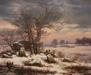 Danish Vinterlandskab Ved Vordingborg — Johan Christian Claussen Dahl