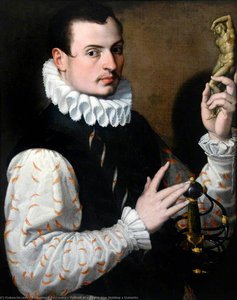 Portrait Of A Young Man Holding A Statuette — Bartolomeo Passerotti