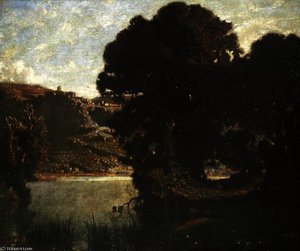 Lake Nemi Showing Castel Gandolfo And The Barberini Palace, Italy — Richard Wilson