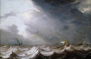 Dutch Vessels At Sea In Stormy Weather — Pieter The Elder Mulier