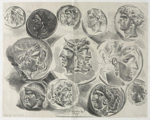 Hoja De Doce Medallas Antiguas — Eugène Delacroix
