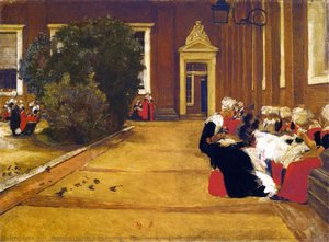 Recess In The Amsterdam Orphanage - View Of The Inner Courtyard, Study — Max Liebermann