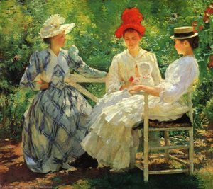 In A Garden (also Known As The Three Sisters - A Study Of June Sunlight) — Edmund Charles Tarbell