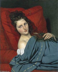 Half-length Woman Lying On A Couch — Joseph Désiré Court