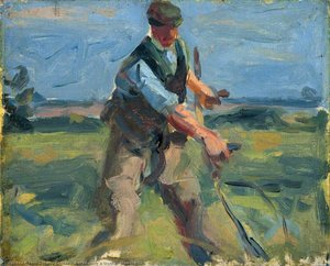 A Man With A Scythe, Mowing — Harry Becker