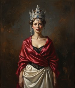 The Sovereign In Crimson: A Monumental Study Of Solitude And Silver Radiance — Laurent Blanc