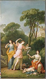Jeunes Filles Parant De Fleurs L'amour Endormi — Joseph-marie Vien