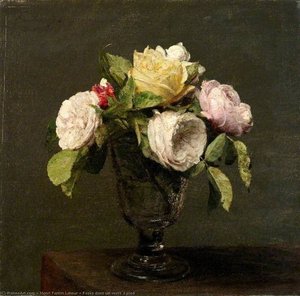 Roses Dans Un Verre À Pied — Henri Fantin-latour