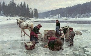 Women Doing Laundry Through A Hole In The Ice — Jahn Ekenaes