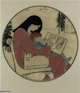 Mother And Child Reading — Will Barnet